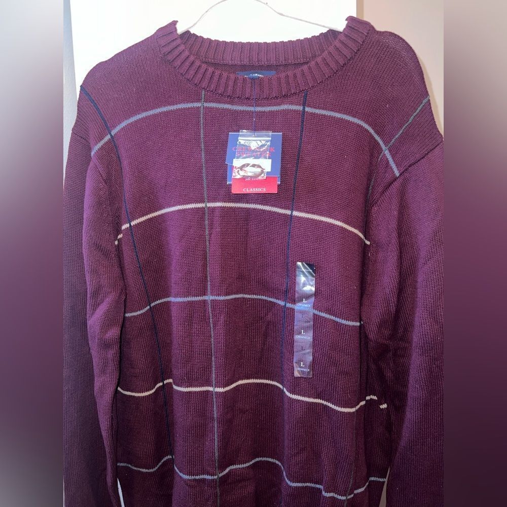 Croft & Barrow Men's Burgundy Crewneck Sweater - Picture 2 of 8